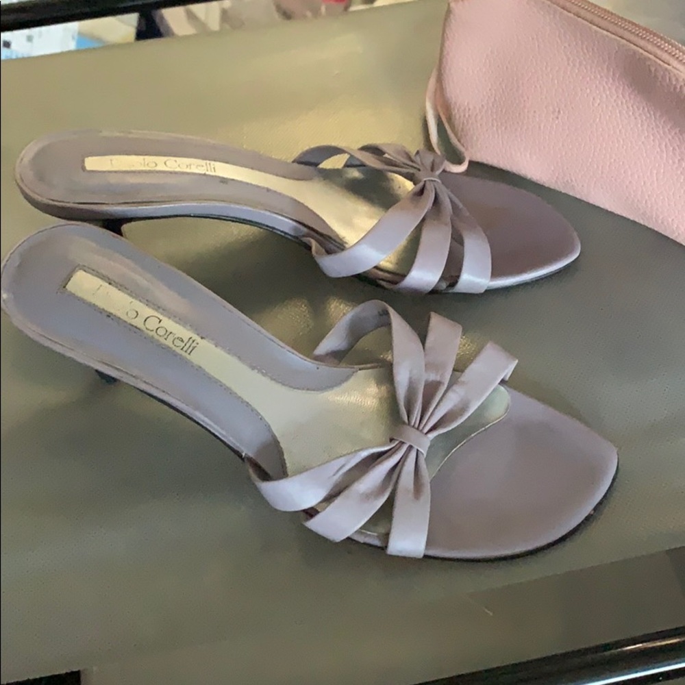 SALE 💙 Purple Leather Kitten Heel Sandals 👡